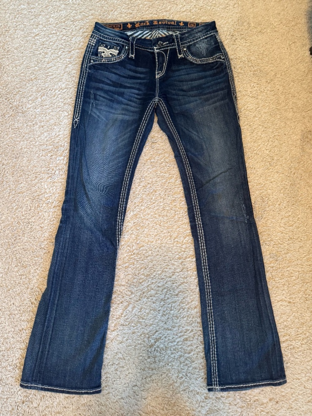 Rock Revival Fleur-de-Lis Bootcut Jeans Women’s Size 26 Dark Wash